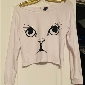 Crop cat face sweater